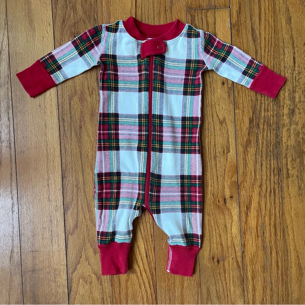 Hanna Anderson Plaid Holiday Baby Onesie